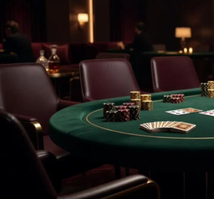 Elegancki stół pokerowy przygotowany na wieczór pokerowy premium