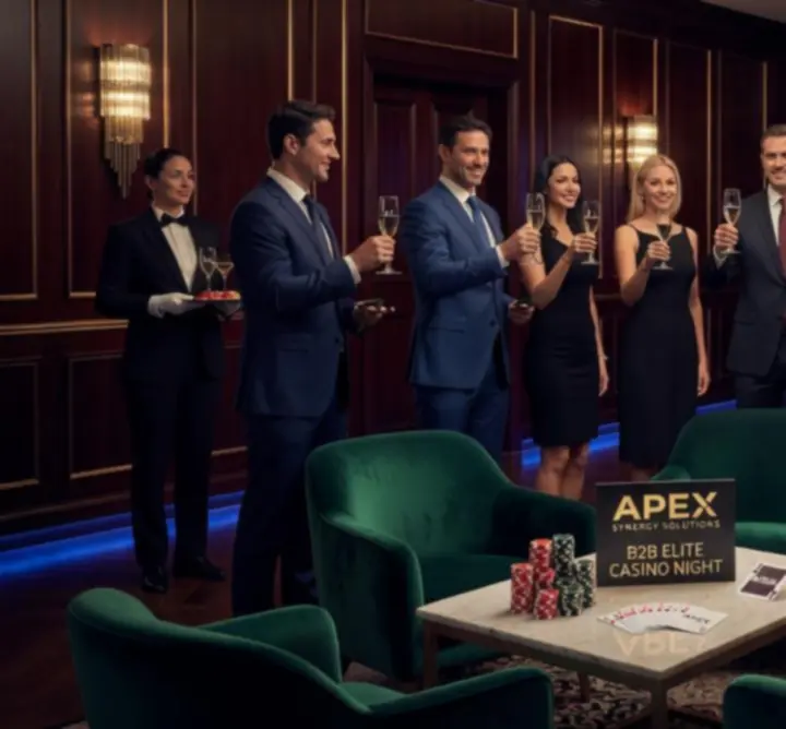 Premium atmosfera eventu firmowego z elegancką scenografią i oświetleniem