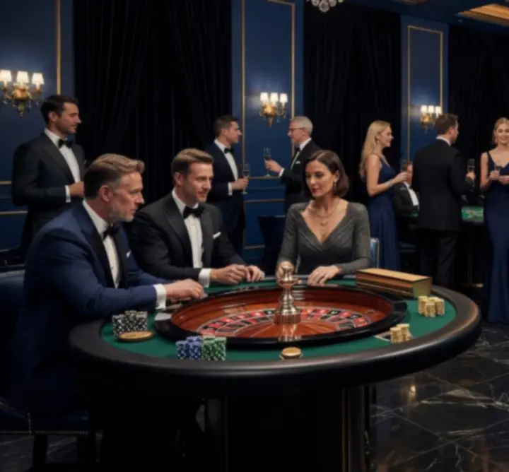 Strefa ruletki i blackjacka podczas eleganckiego eventu rozrywkowego
