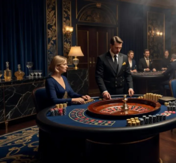 Stół do ruletki i blackjacka przygotowany na event rozrywkowy